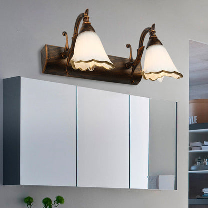 Elegant Floral Bathroom Sconce Opal Glass Fixtures