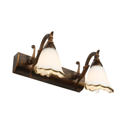 Elegant Floral Bathroom Sconce Opal Glass Fixtures