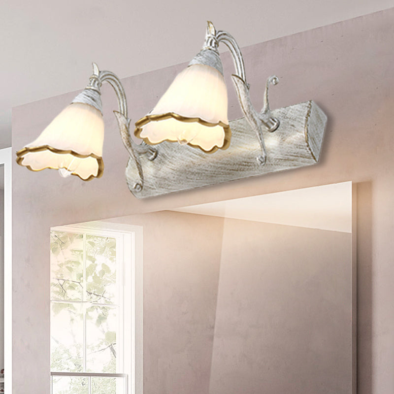 Elegant Floral Bathroom Sconce Opal Glass Fixtures - Cofik