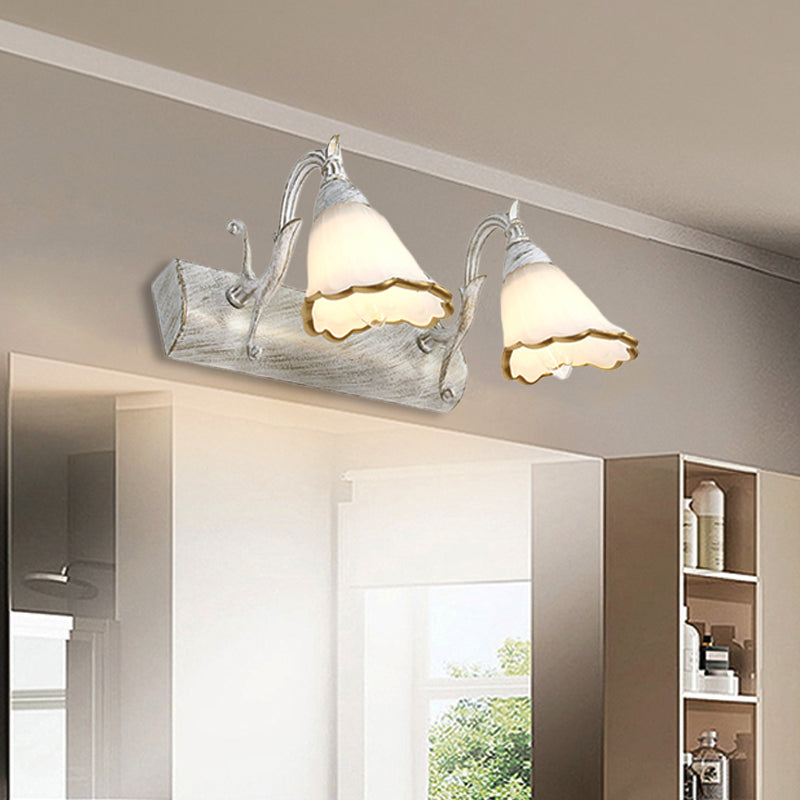 Elegant Floral Bathroom Sconce Opal Glass Fixtures