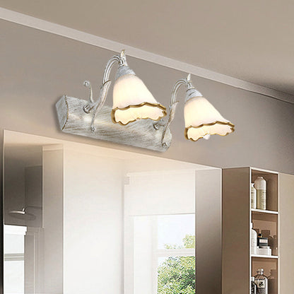 Elegant Floral Bathroom Sconce Opal Glass Fixtures