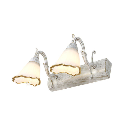 Elegant Floral Bathroom Sconce Opal Glass Fixtures
