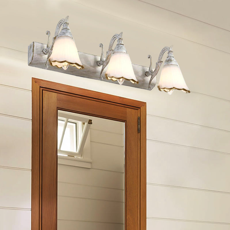 Elegant Floral Bathroom Sconce Opal Glass Fixtures