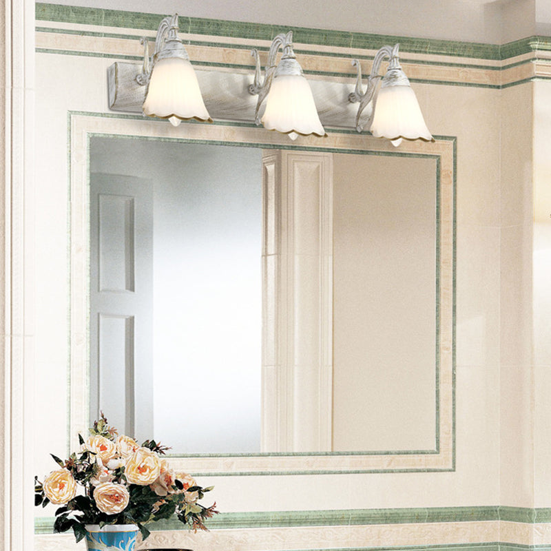Elegant Floral Bathroom Sconce Opal Glass Fixtures