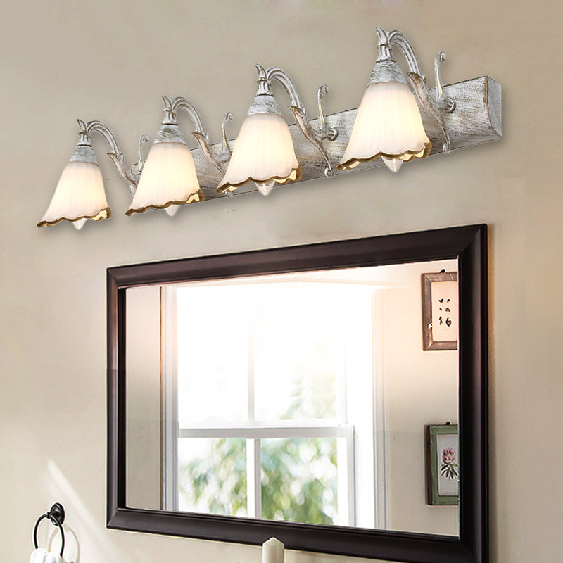 Elegant Floral Bathroom Sconce Opal Glass Fixtures