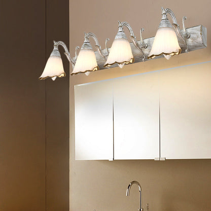 Elegant Floral Bathroom Sconce Opal Glass Fixtures