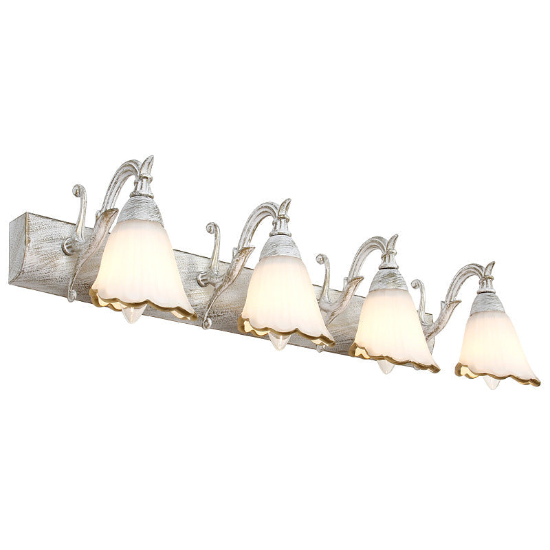 Elegant Floral Bathroom Sconce Opal Glass Fixtures