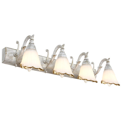 Elegant Floral Bathroom Sconce Opal Glass Fixtures