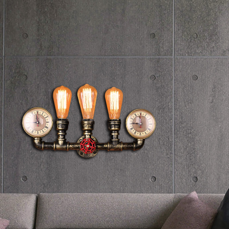 Vintage Metal 3 Head Wall Lamp with Industrial Design