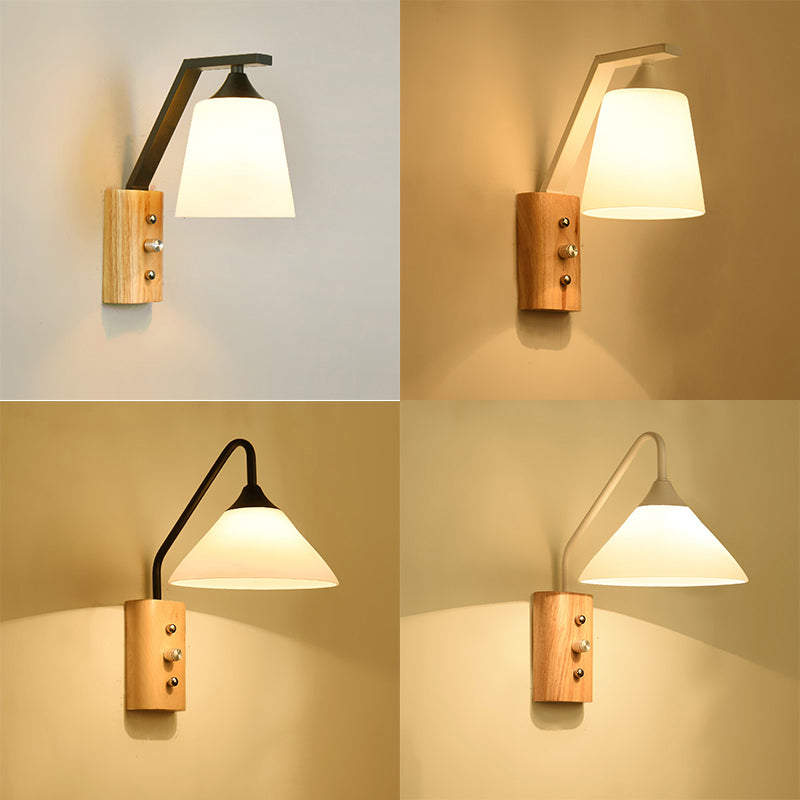 Warm Wooden LED Wall Lamp for Bedroom Study
