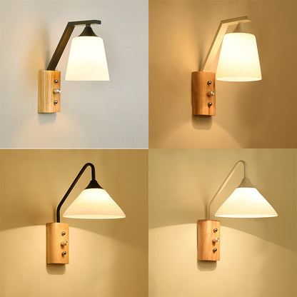 Warm Wooden LED Wall Lamp for Bedroom Study