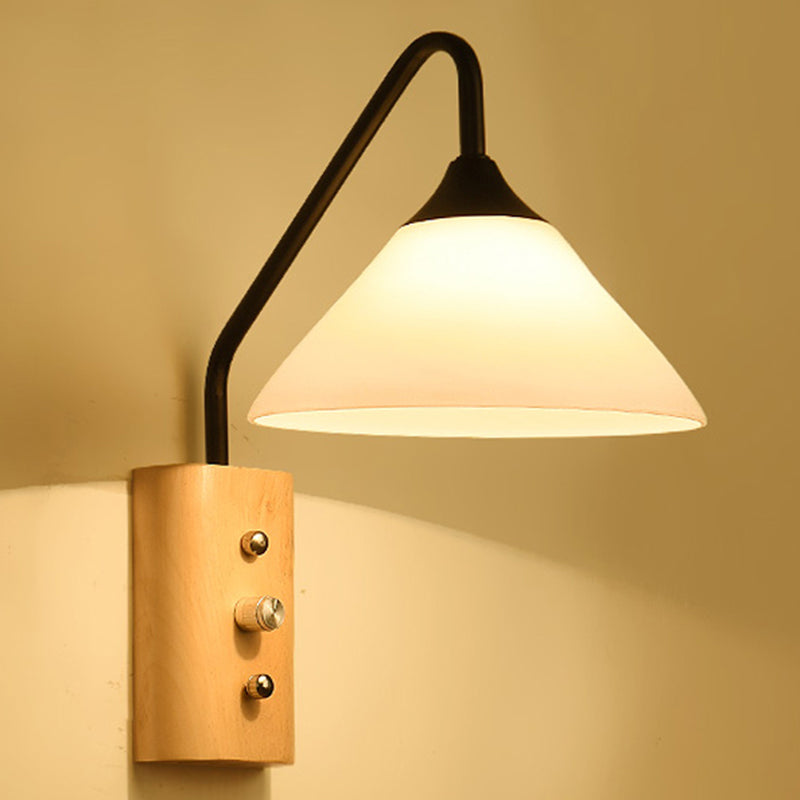 Warm Wooden LED Wall Lamp for Bedroom Study