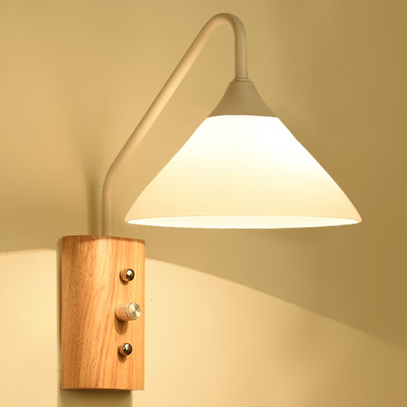 Warm Wooden LED Wall Lamp for Bedroom Study