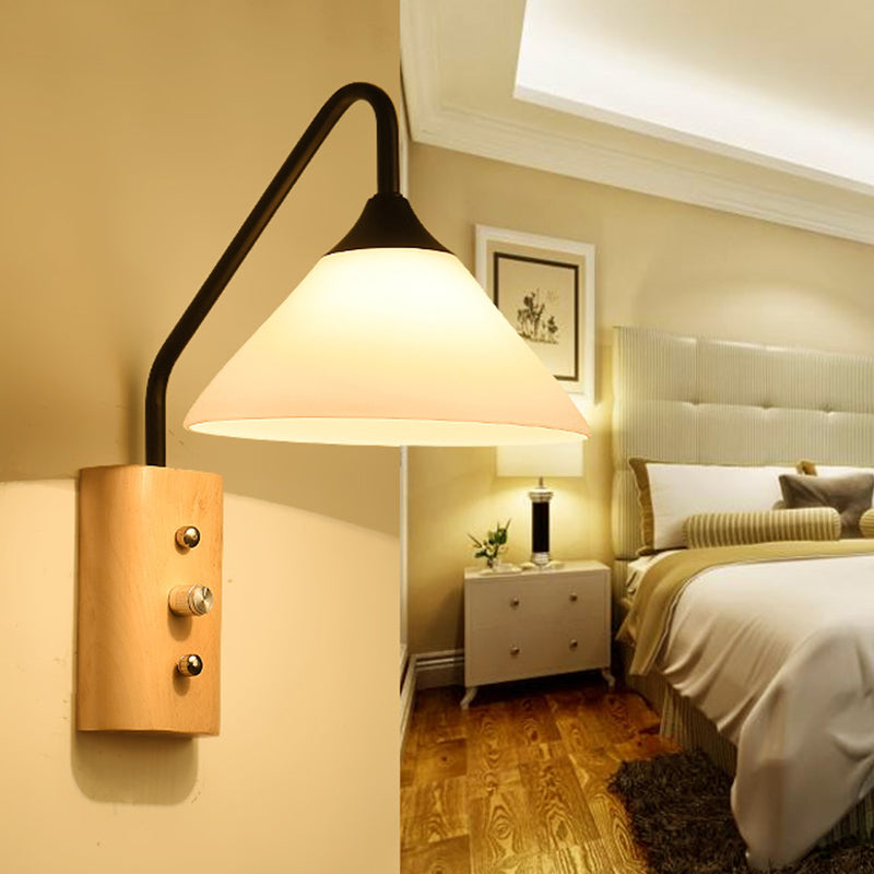 Warm Wooden LED Wall Lamp for Bedroom Study