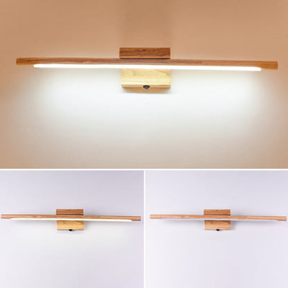 Modern Wooden LED Bathroom Wall Light Fixture