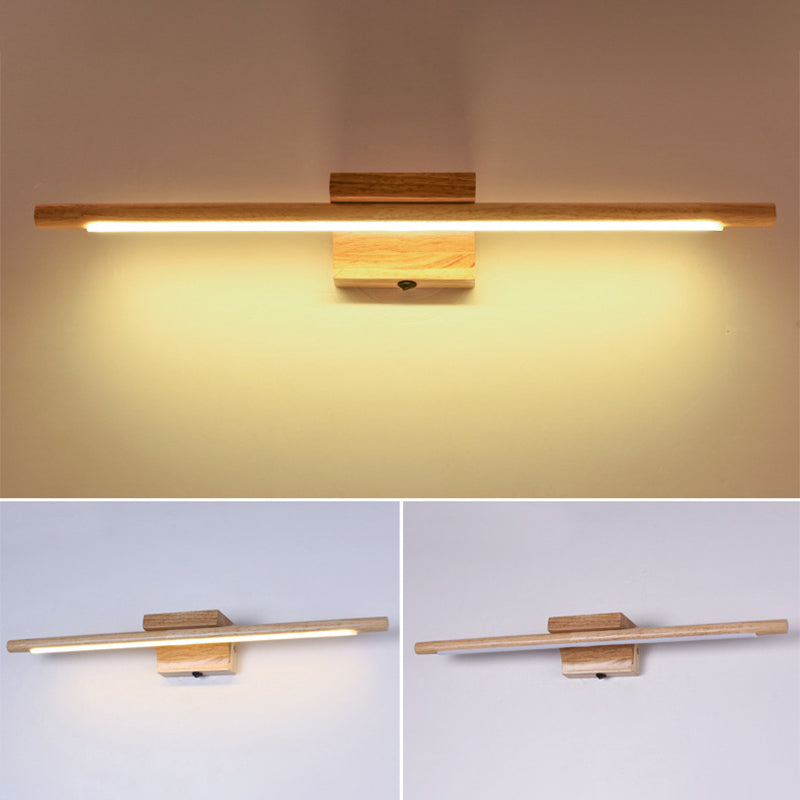 Modern Wooden LED Bathroom Wall Light Fixture
