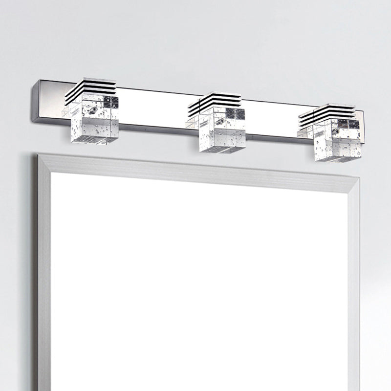 Contemporary Chrome Bathroom Light Fixtures Glass Shade Wall Sconce