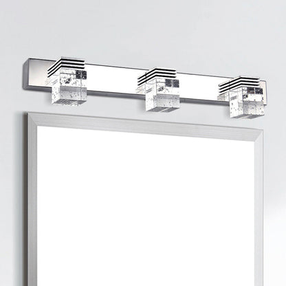 Contemporary Chrome Bathroom Light Fixtures Glass Shade Wall Sconce