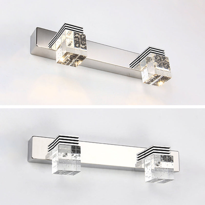 Contemporary Chrome Bathroom Light Fixtures Glass Shade Wall Sconce