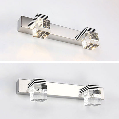 Contemporary Chrome Bathroom Light Fixtures Glass Shade Wall Sconce
