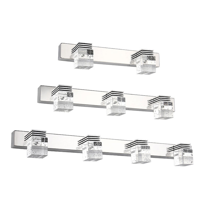 Contemporary Chrome Bathroom Light Fixtures Glass Shade Wall Sconce