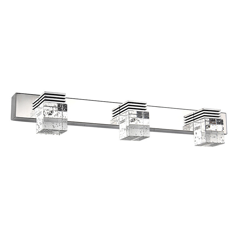 Contemporary Chrome Bathroom Light Fixtures Glass Shade Wall Sconce