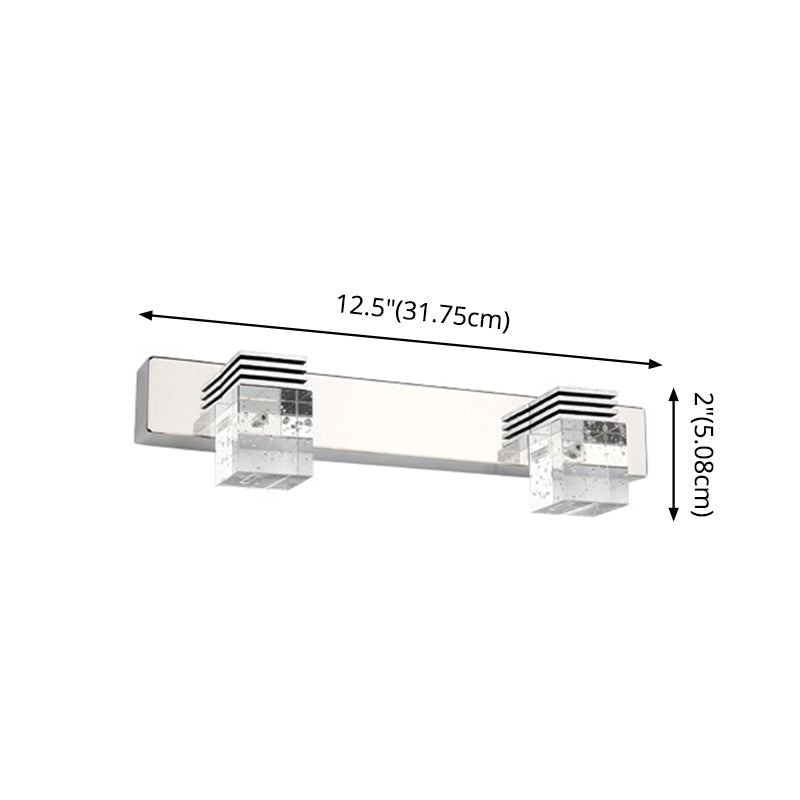 Contemporary Chrome Bathroom Light Fixtures Glass Shade Wall Sconce - Cofik