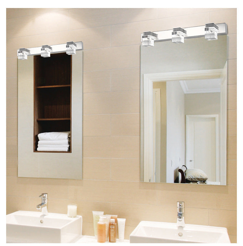 Contemporary Chrome Bathroom Light Fixtures Glass Shade Wall Sconce