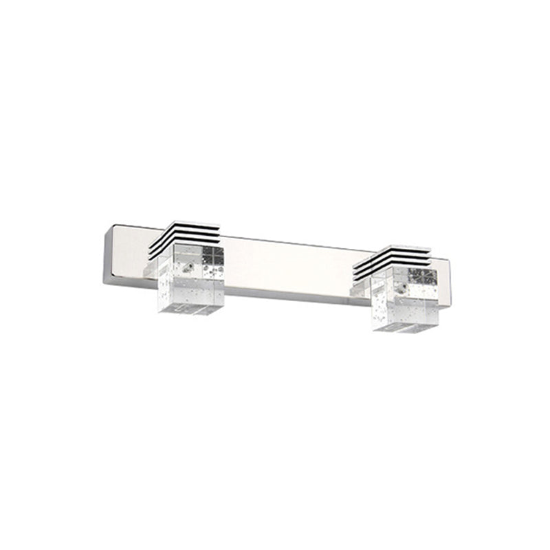Contemporary Chrome Bathroom Light Fixtures Glass Shade Wall Sconce