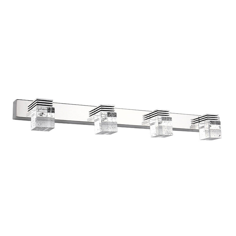 Contemporary Chrome Bathroom Light Fixtures Glass Shade Wall Sconce