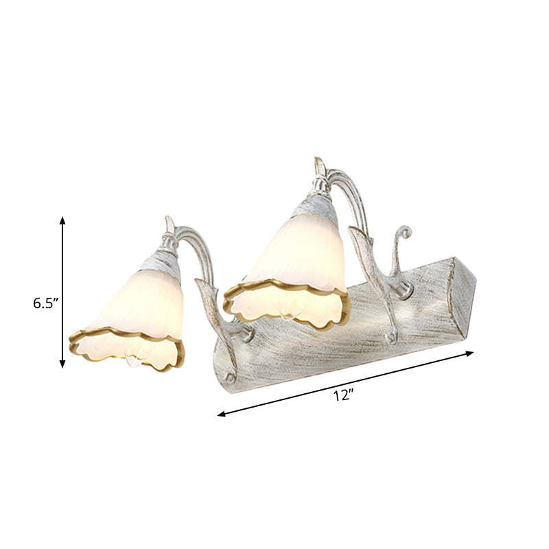 Elegant Floral Bathroom Sconce Opal Glass Fixtures