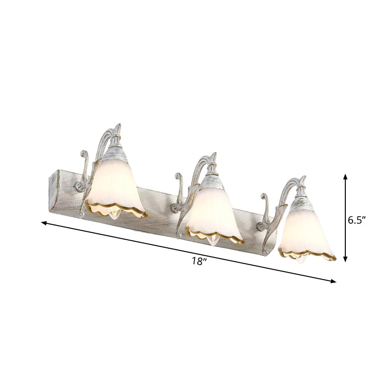 Elegant Floral Bathroom Sconce Opal Glass Fixtures