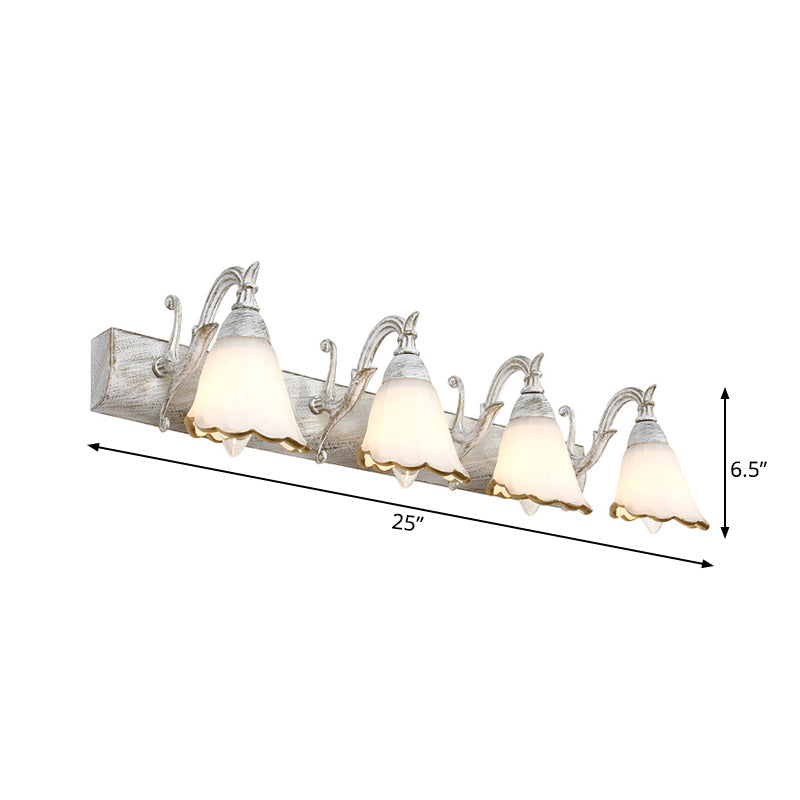 Elegant Floral Bathroom Sconce Opal Glass Fixtures