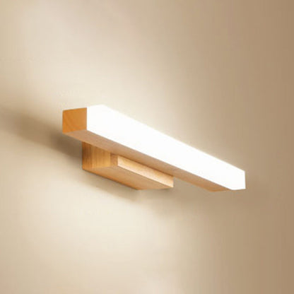 Simple Wooden Bathroom Vanity Light