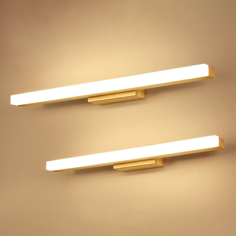 Simple Wooden Bathroom Vanity Light