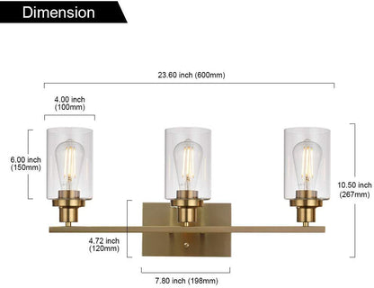 Contemporary 3-Light Glass Bathroom Wall Sconce