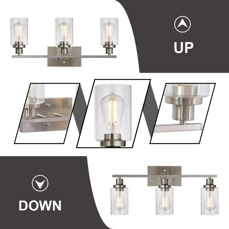 Contemporary 3-Light Glass Bathroom Wall Sconce