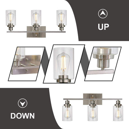 Contemporary 3-Light Glass Bathroom Wall Sconce