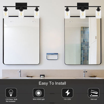 Contemporary 3-Light Glass Bathroom Wall Sconce
