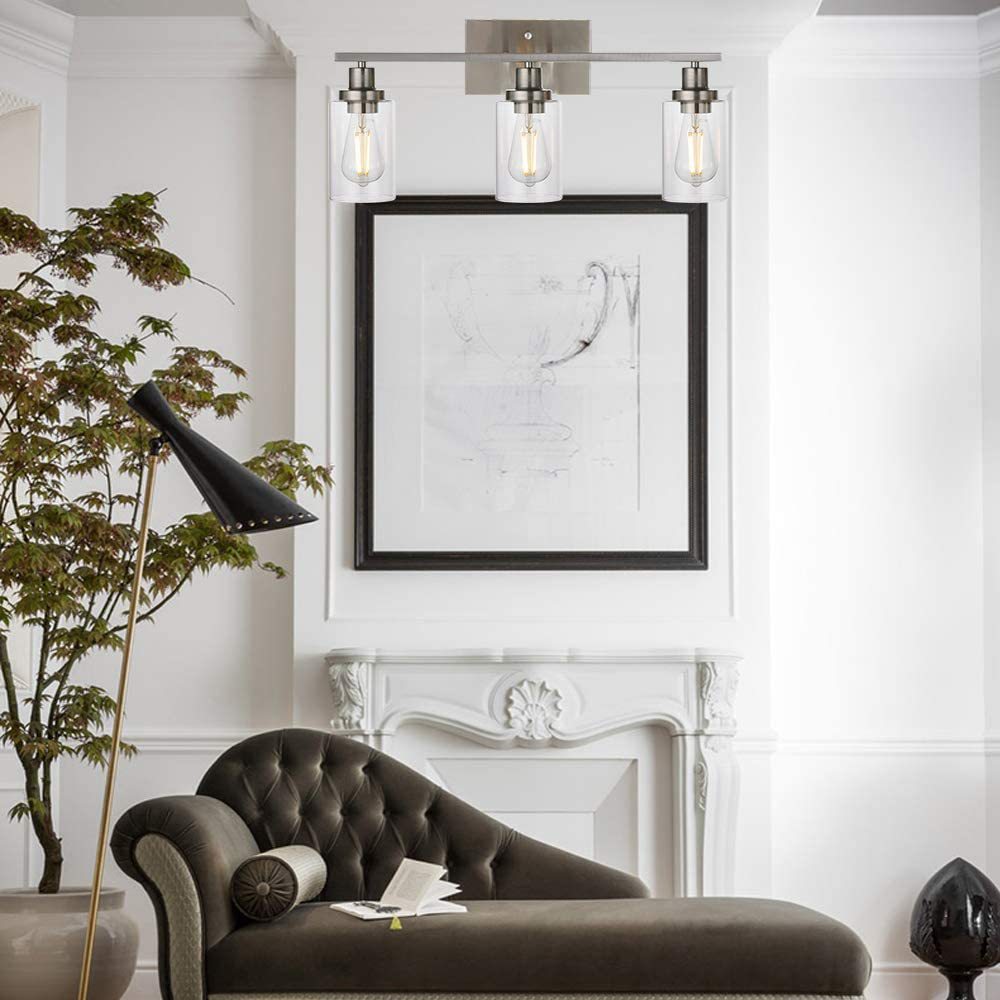 Contemporary 3-Light Glass Bathroom Wall Sconce