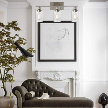 Contemporary 3-Light Glass Bathroom Wall Sconce
