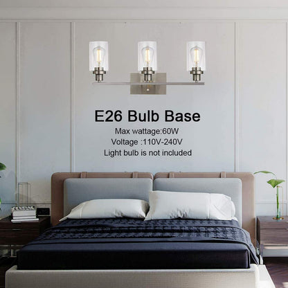 Contemporary 3-Light Glass Bathroom Wall Sconce