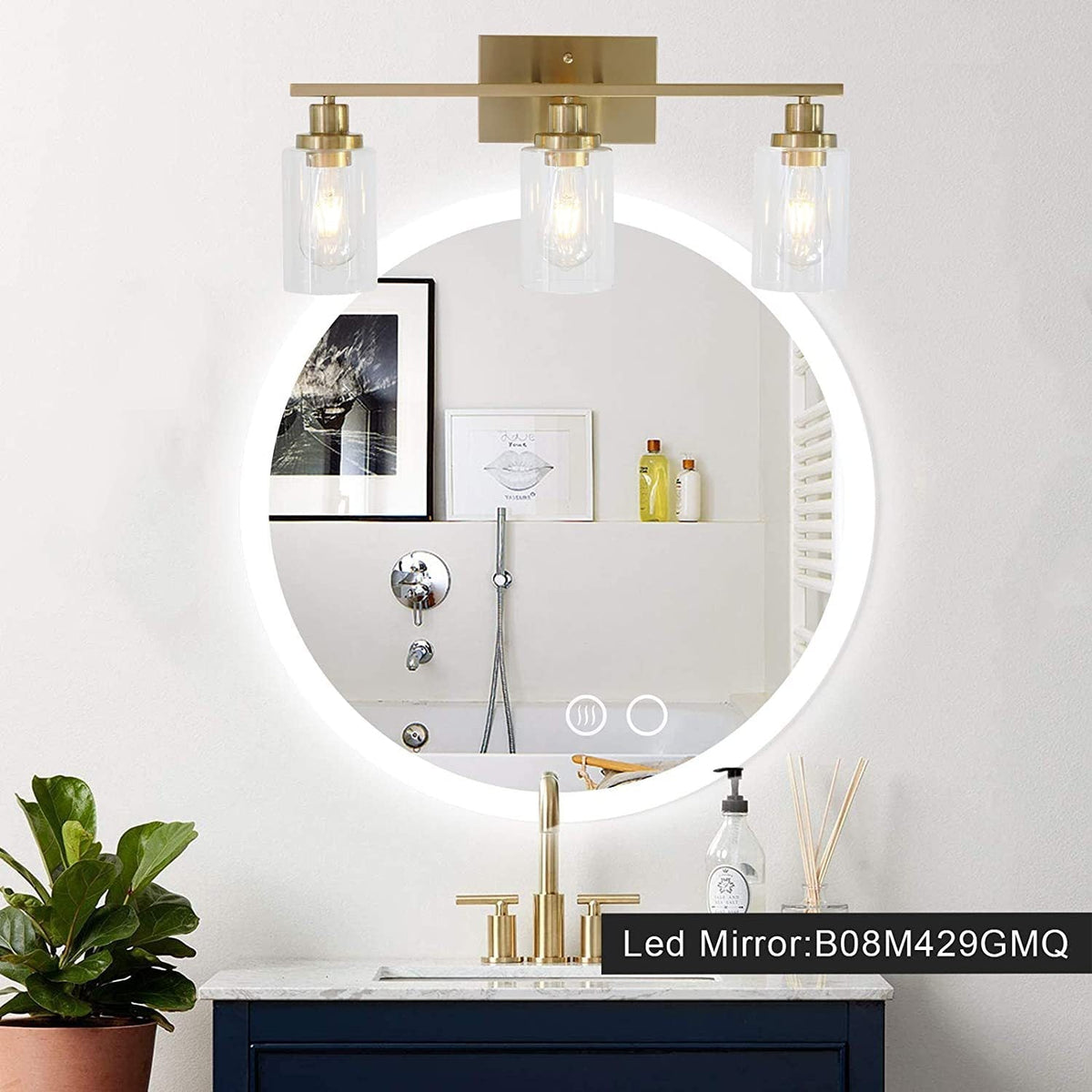 Contemporary 3-Light Glass Bathroom Wall Sconce
