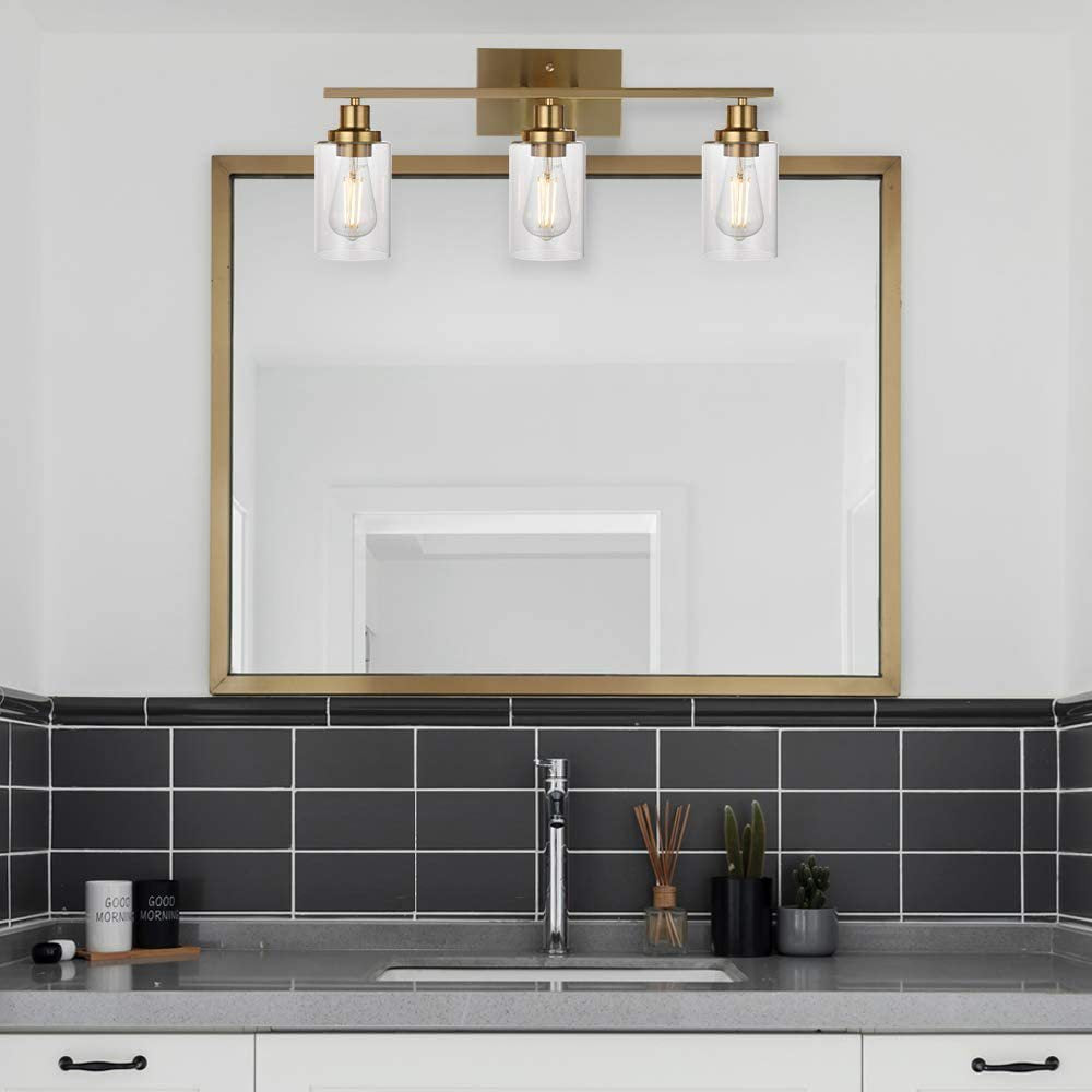 Contemporary 3-Light Glass Bathroom Wall Sconce