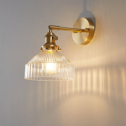 Luxury Gold Wall Sconce Lamp with Textured Glass Shade - Cofik