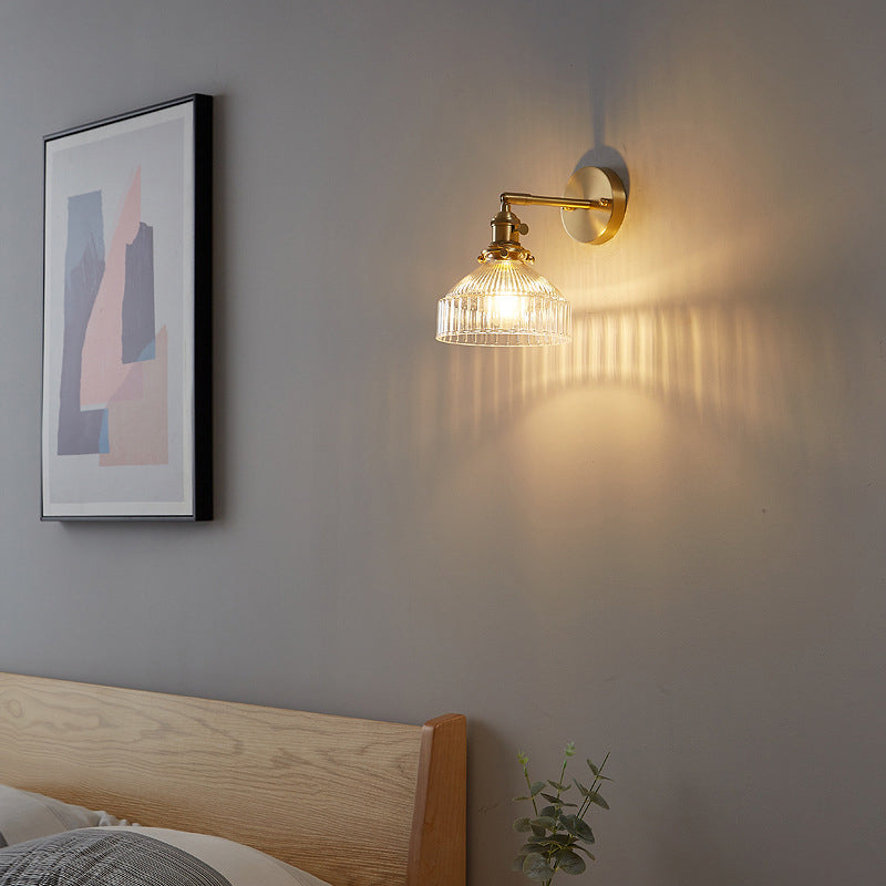 Luxury Gold Wall Sconce Lamp with Textured Glass Shade