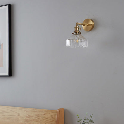 Luxury Gold Wall Sconce Lamp with Textured Glass Shade