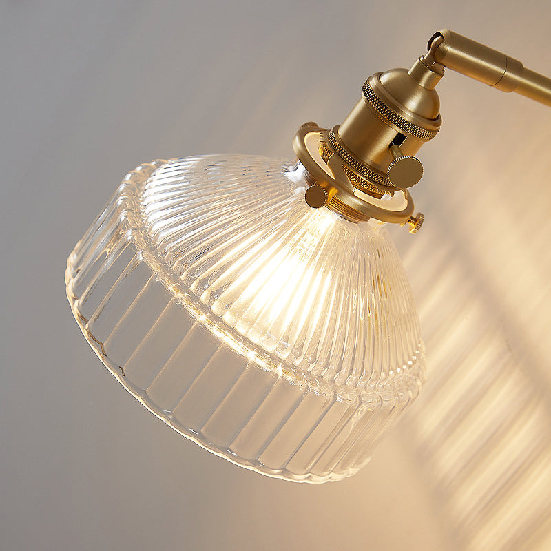 Luxury Gold Wall Sconce Lamp with Textured Glass Shade