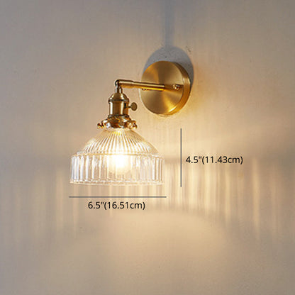 Luxury Gold Wall Sconce Lamp with Textured Glass Shade