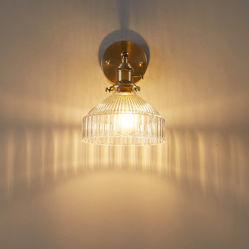 Luxury Gold Wall Sconce Lamp with Textured Glass Shade